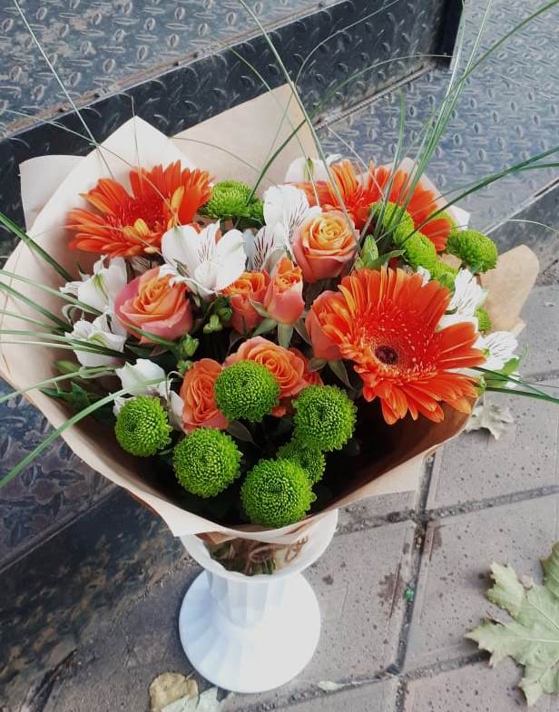 Букет цветов из: Герберы, Хризантемы, Альстромерии и Розы в Старково