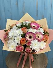 Букет цветов из:  Розы, Герберы и Хризантемы в Старково