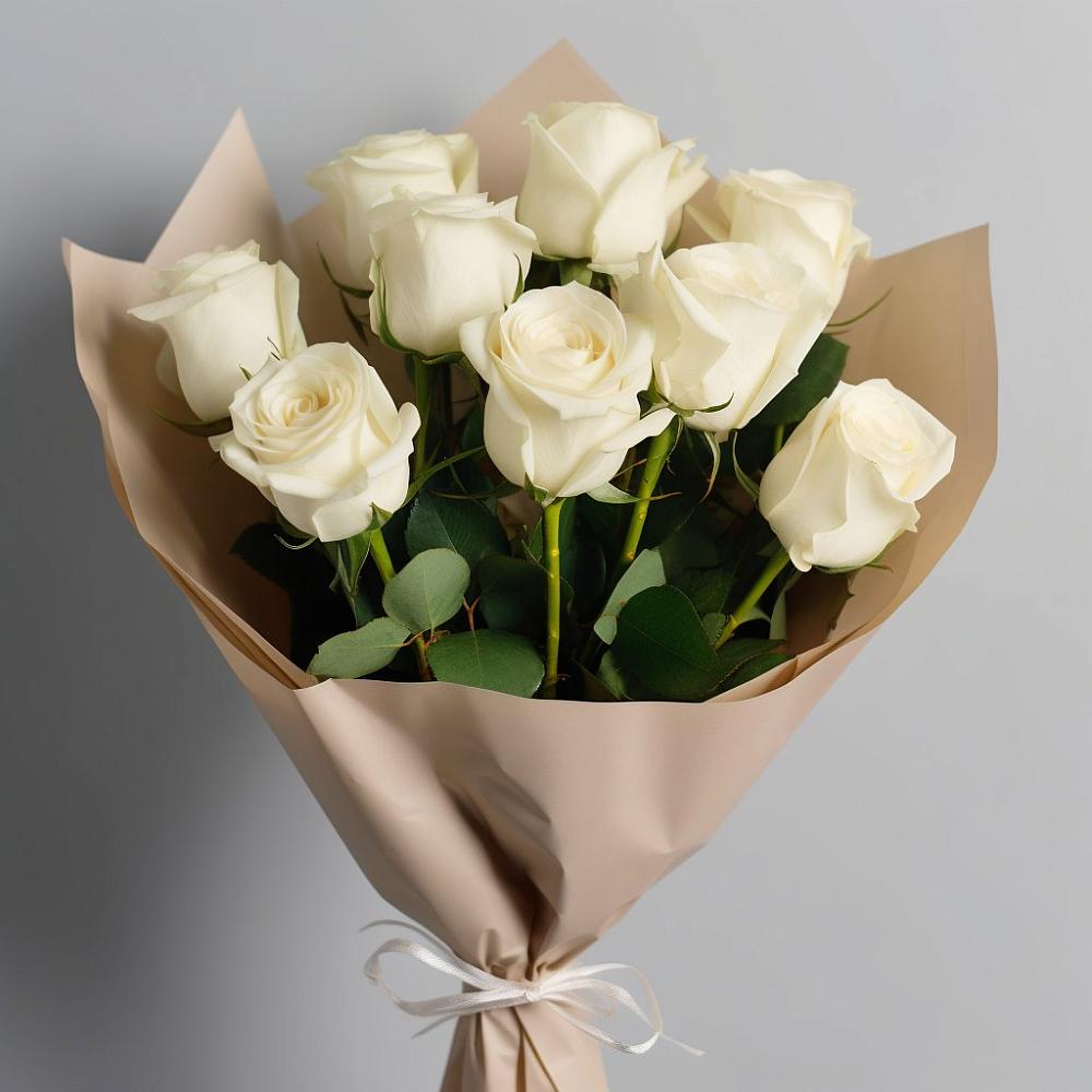 Букет 9 Белых роз Эдлесс Лав в Старково