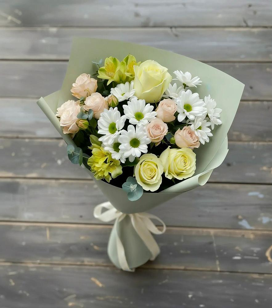 Букет цветов из: Альстромерии, Розы и Хризантемы в Старково