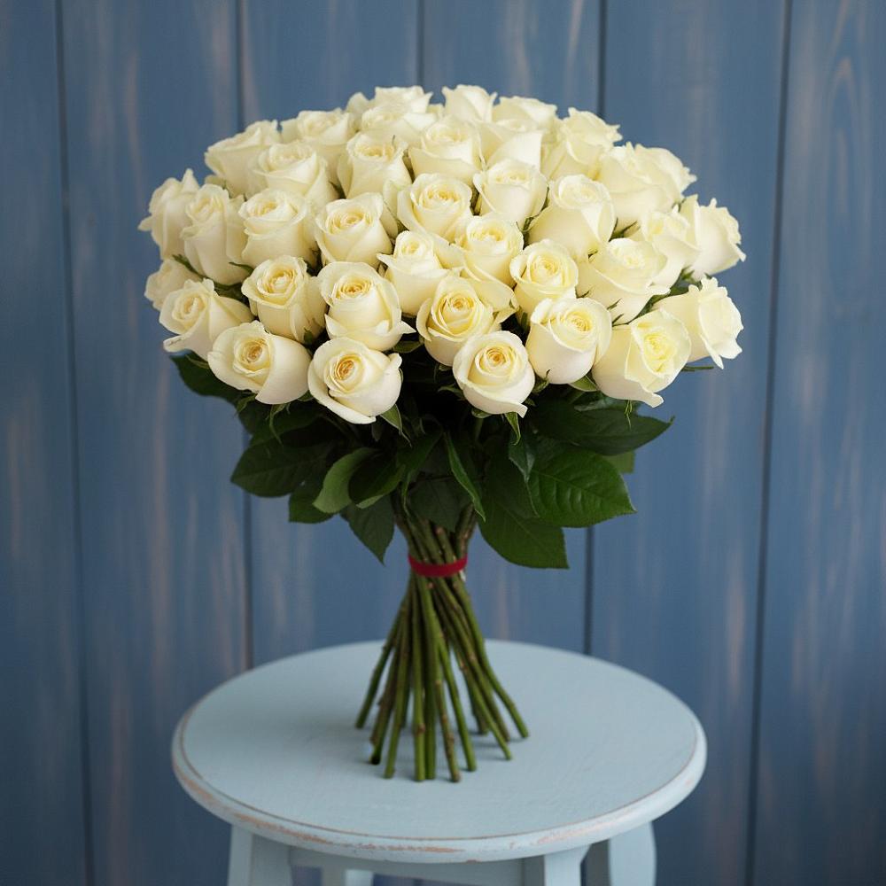 Букет 51 Белая роза Эдлесс Лав в Старково