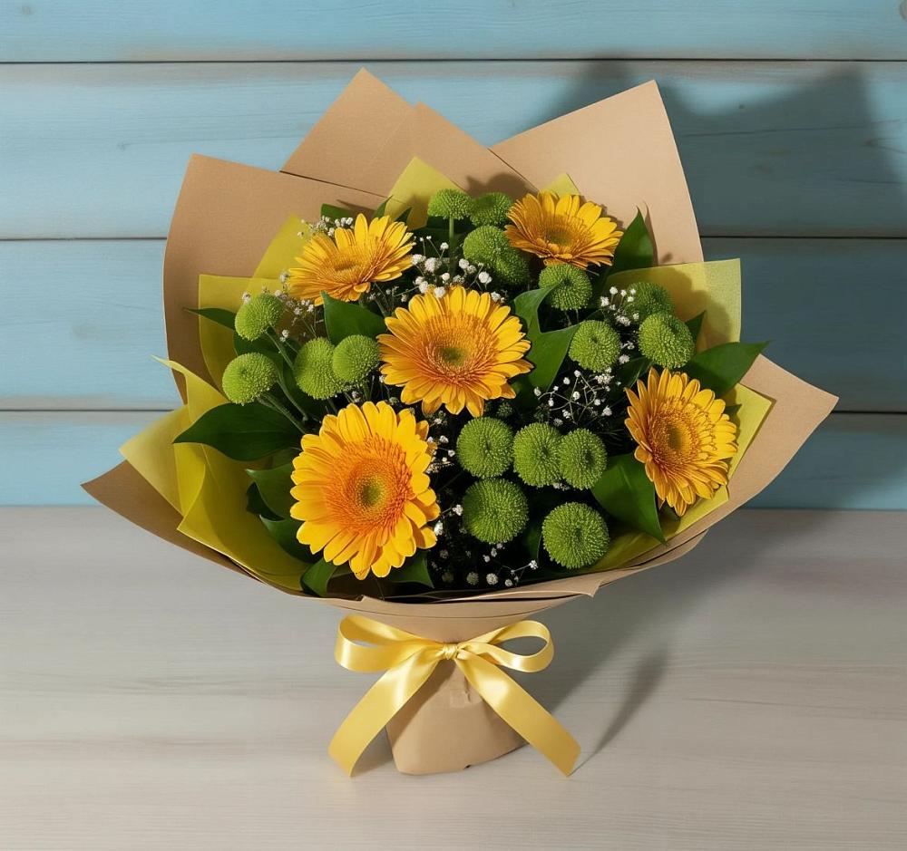 Букет цветов из: Герберы и Хризантемы в Старково