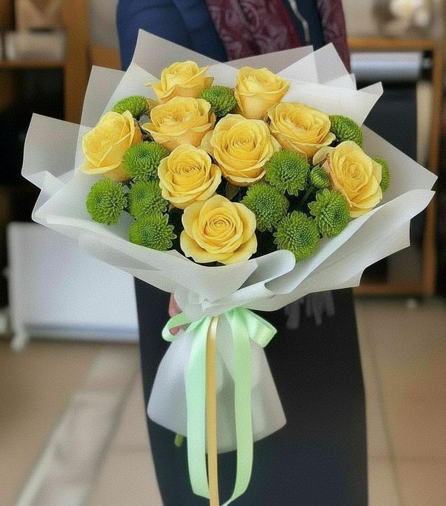 Букет цветов из: Хризантемы и Розы в Старково