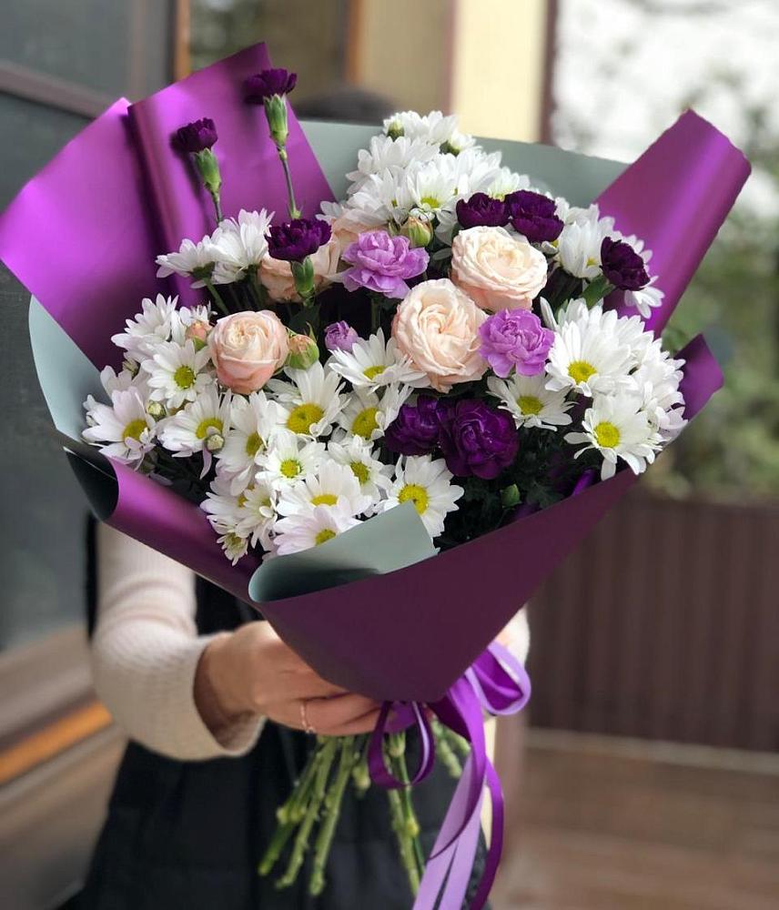 Букет цветов из: Хризантемы, Гвоздики и Розы в Старково