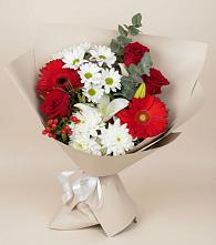 Букет цветов из:  Розы, Хризантемы, Герберы и Лилии в Старково