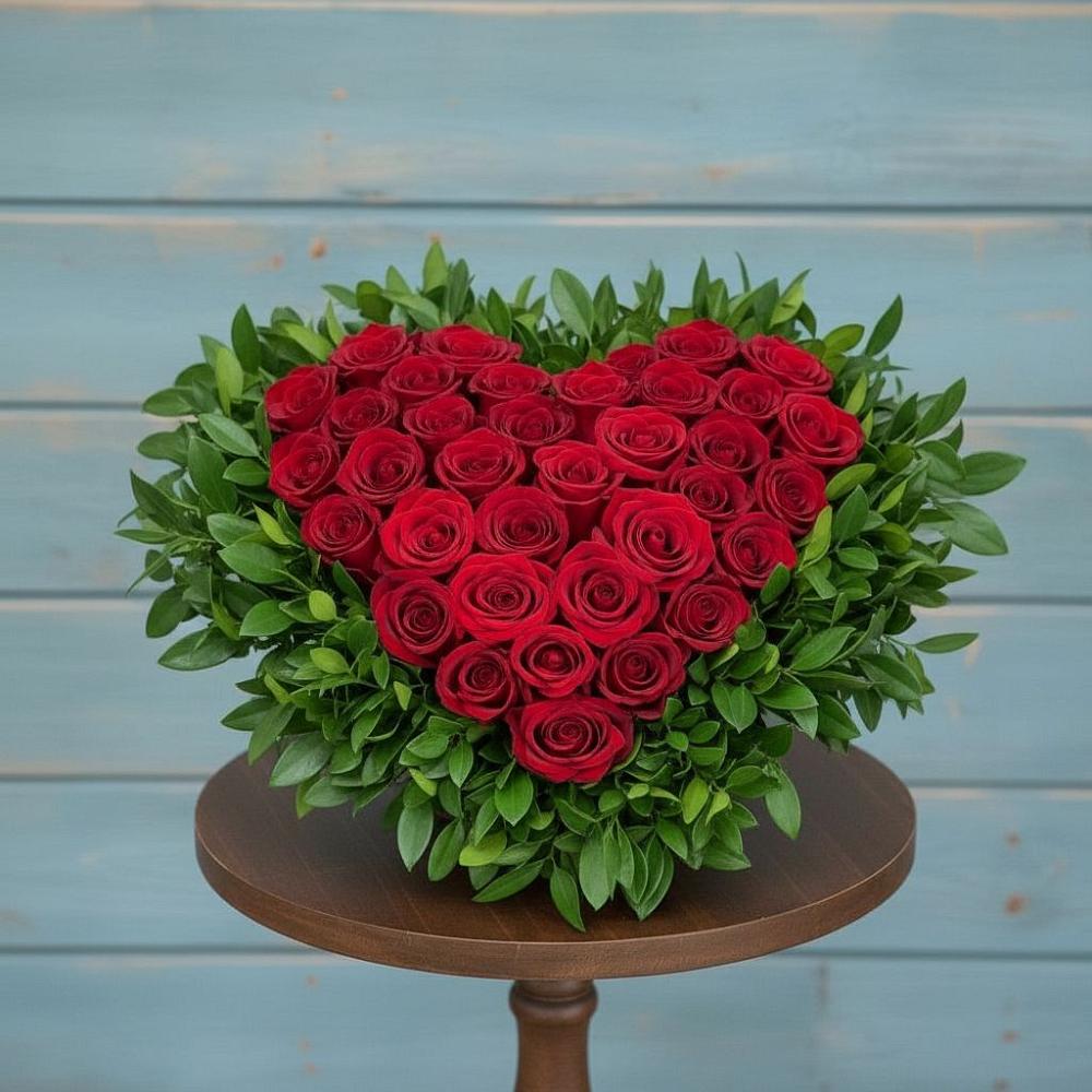 Цветочная композиция из Розы в виде сердца в Старково