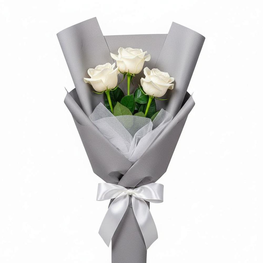 Букет 3 белые розы в Старково