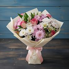 Букет цветов из:  Хризантемы, Альстромерии и Розы в Старково