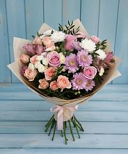 Букет цветов из:  Хризантемы, Розы и Альстромерии в Старково