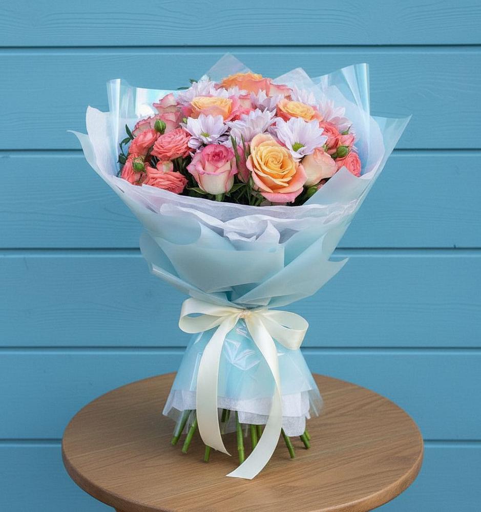 Букет цветов из: Хризантемы и Розы в Старково